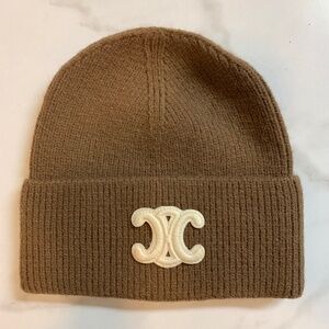 Celine Chocolate Brown Ribbed Knit Beanie (NWOT)